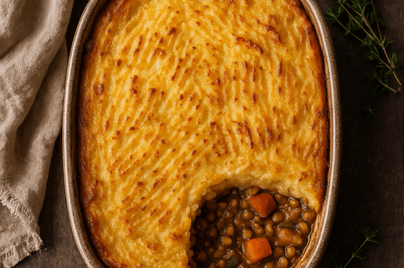 Herzhafter Linsen-Kartoffel-Auflauf